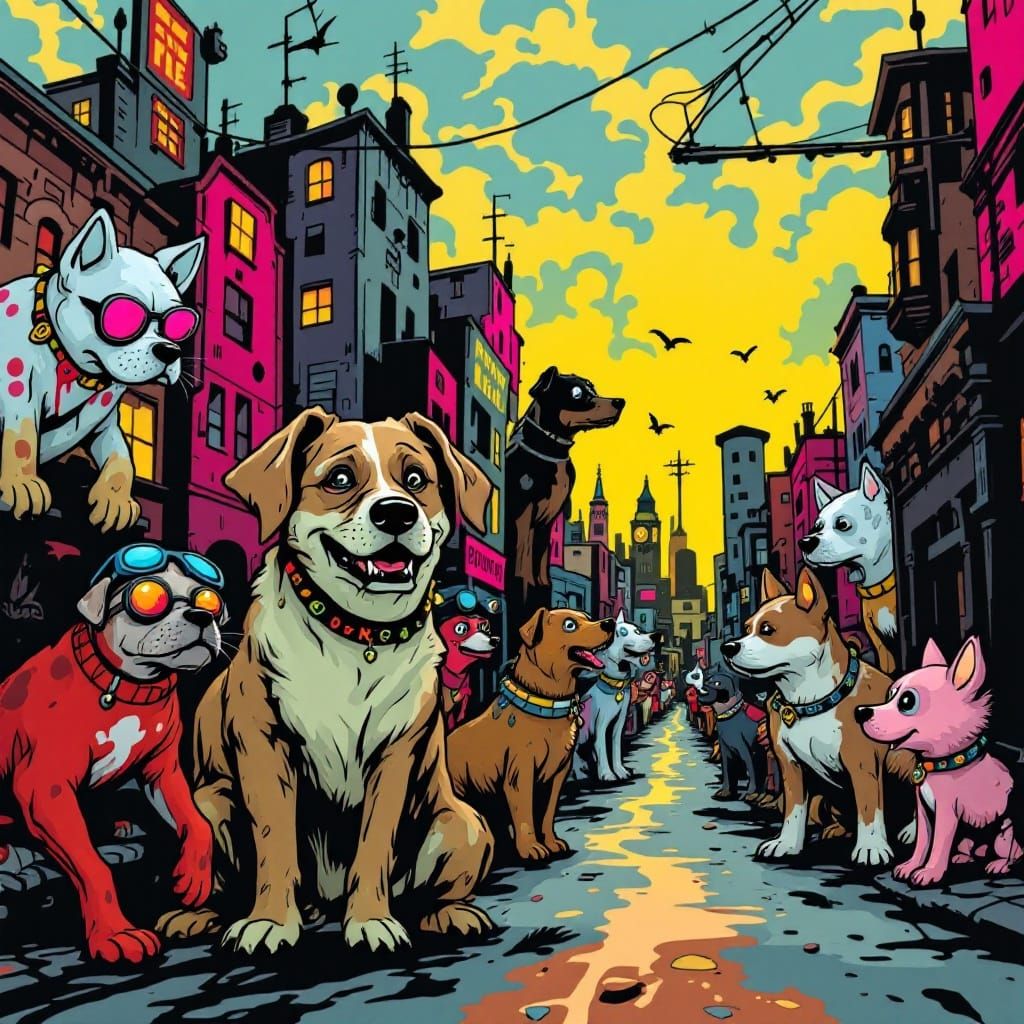 Gritty City Dogs in Psychedelic Punk Style
