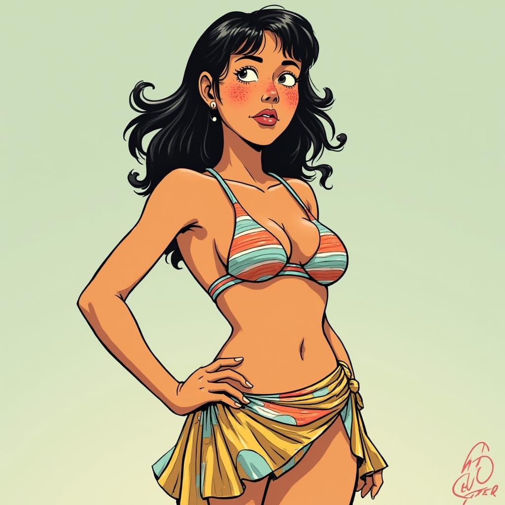 Tintin Style Portrait of a Young Woman