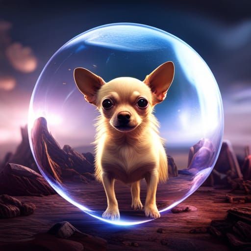 Chihuahua Dog in a Bubble: Detailed Fantasy Art