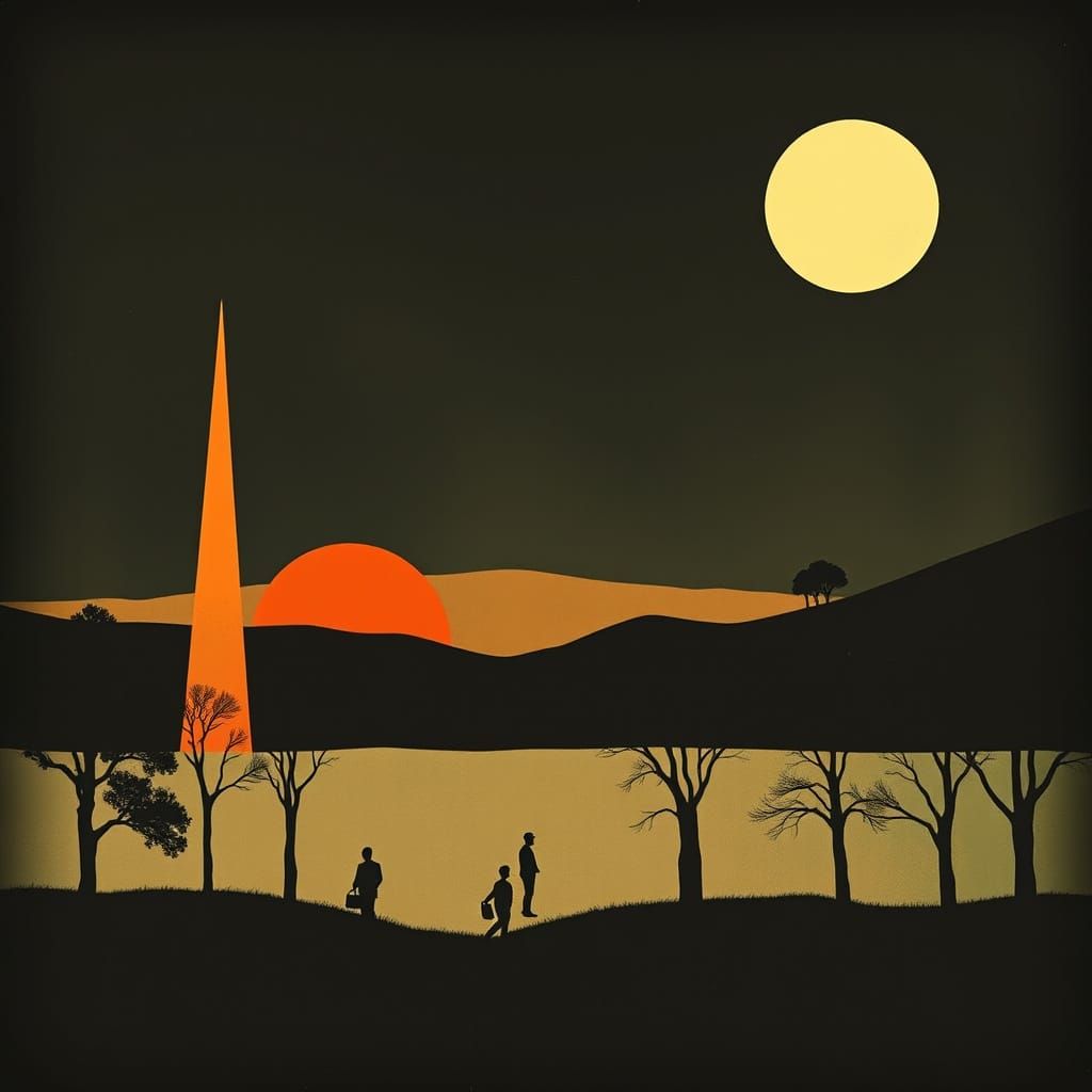 Abstract Bodyscape in 1940s Infographic Style