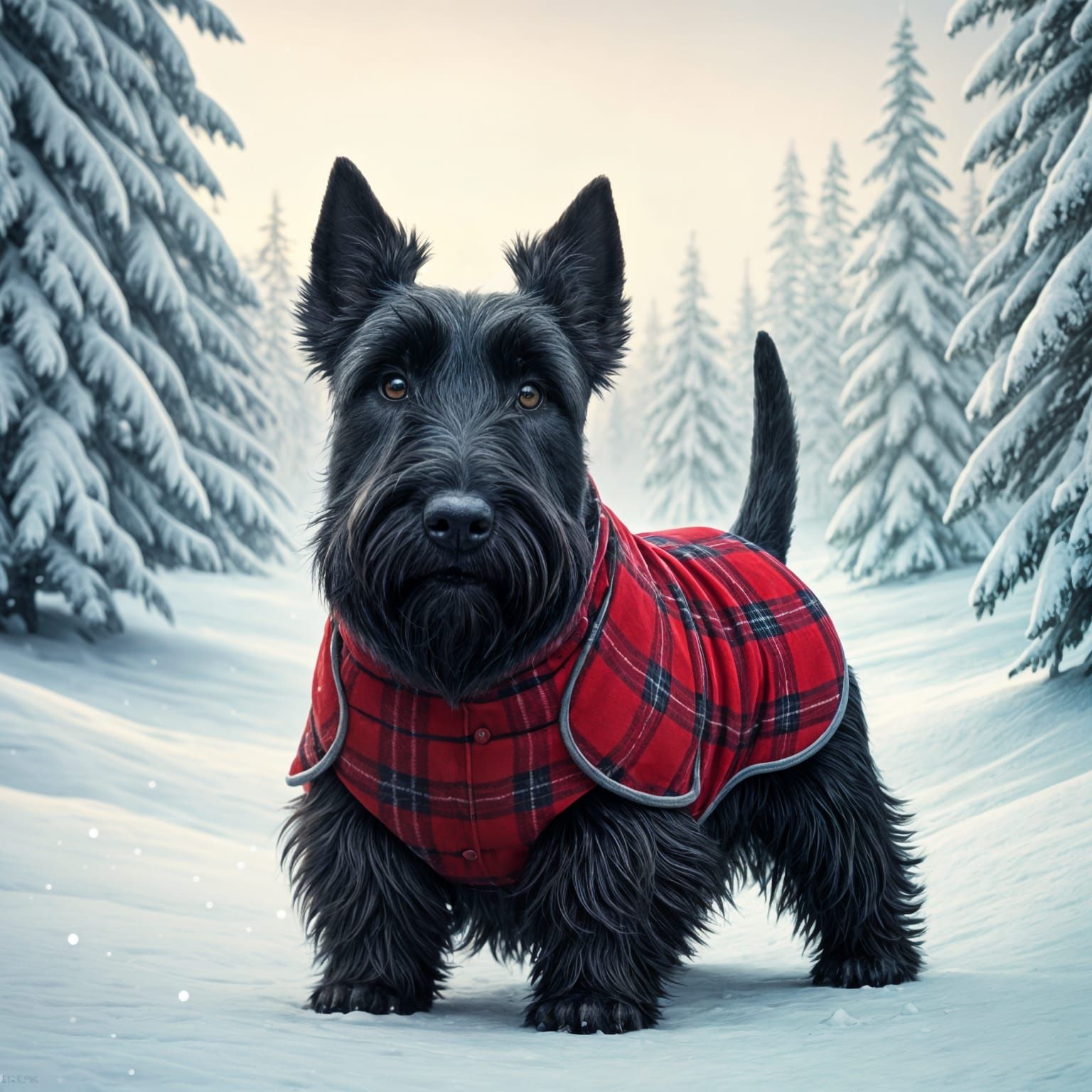 Scottish Terrier in Winter Landscape Concept Art