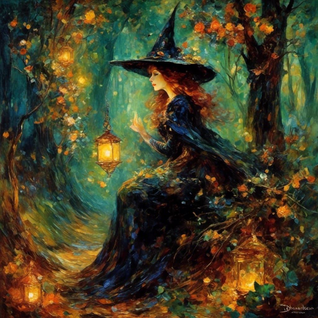 Enchanting Witch in a Mystical Forest
