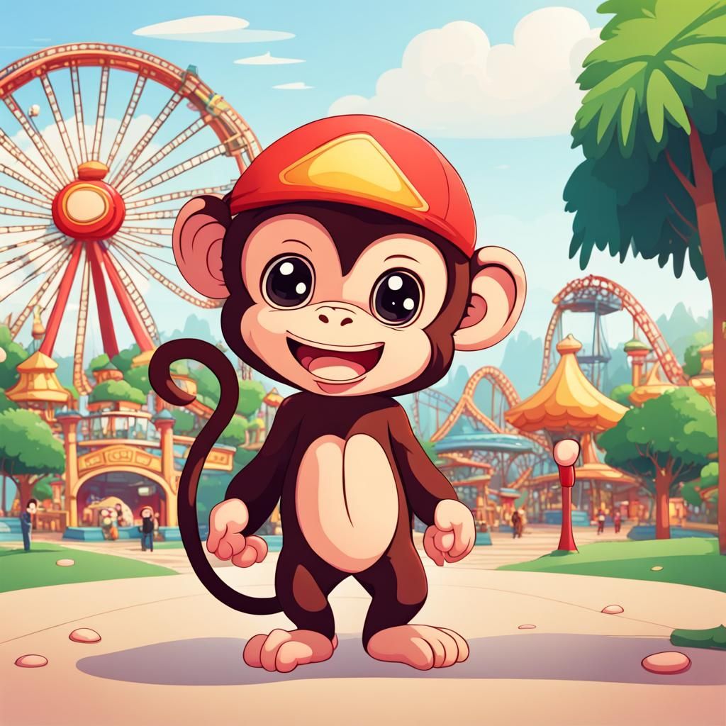 Chibi Monkey Adventures in Theme Park