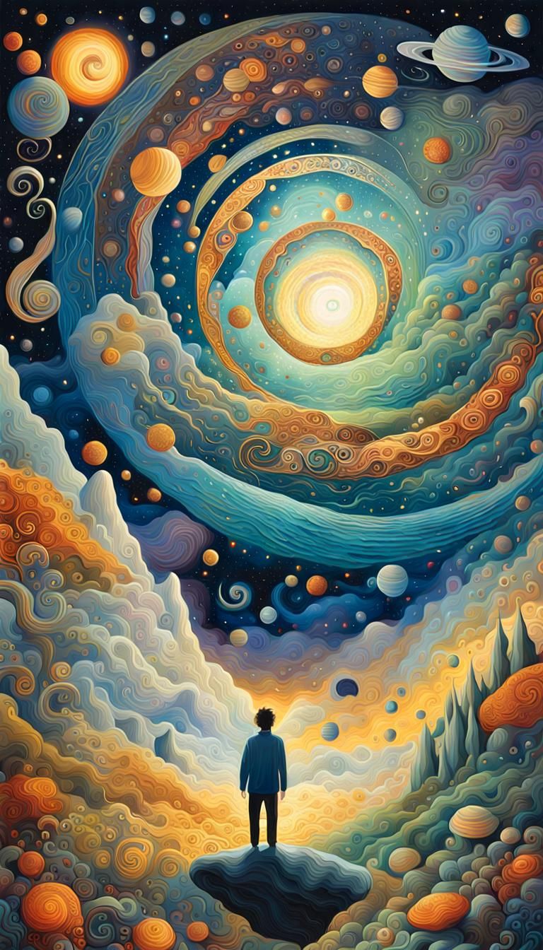 Cosmic Rebirth: A Surreal Transformation Scene