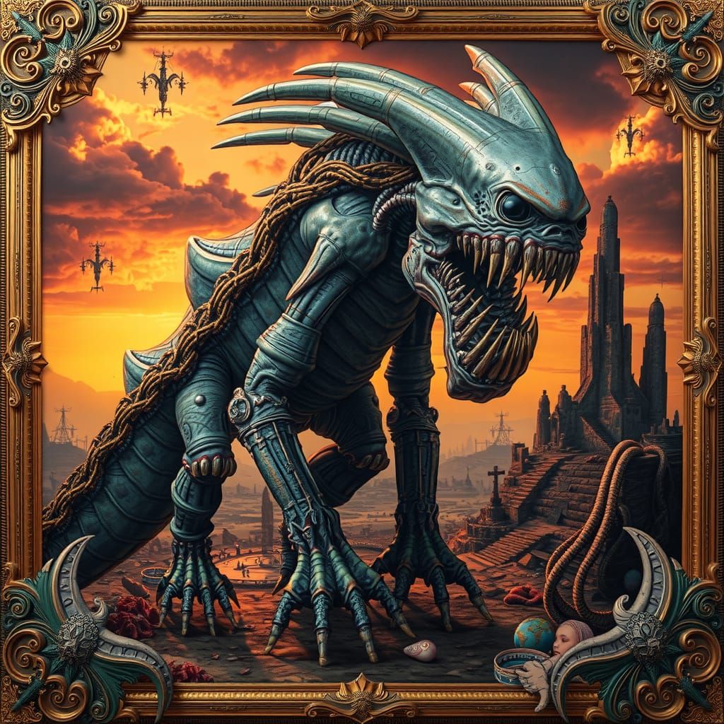 Otherworldly Cryptid in Apocalyptic Landscape