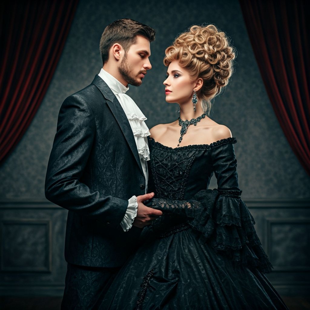 Baroque Gothic Couple in Evening Setting