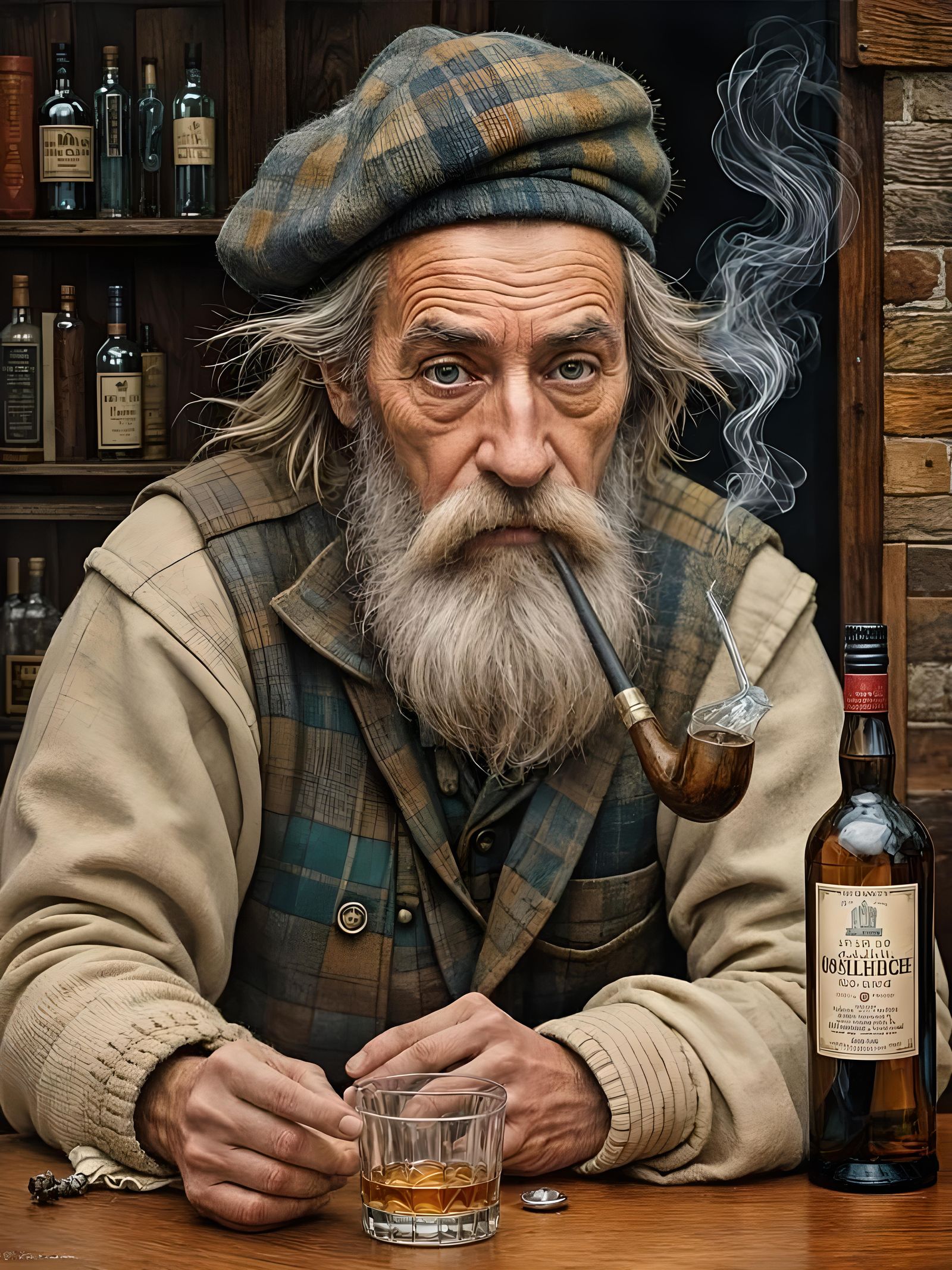 Highland Fisherman Portrait in Impasto Style