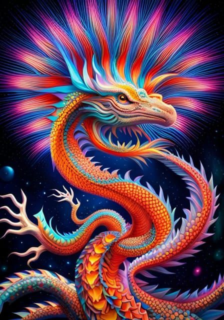 Psychedelic Fractal Dragon in Octane Render