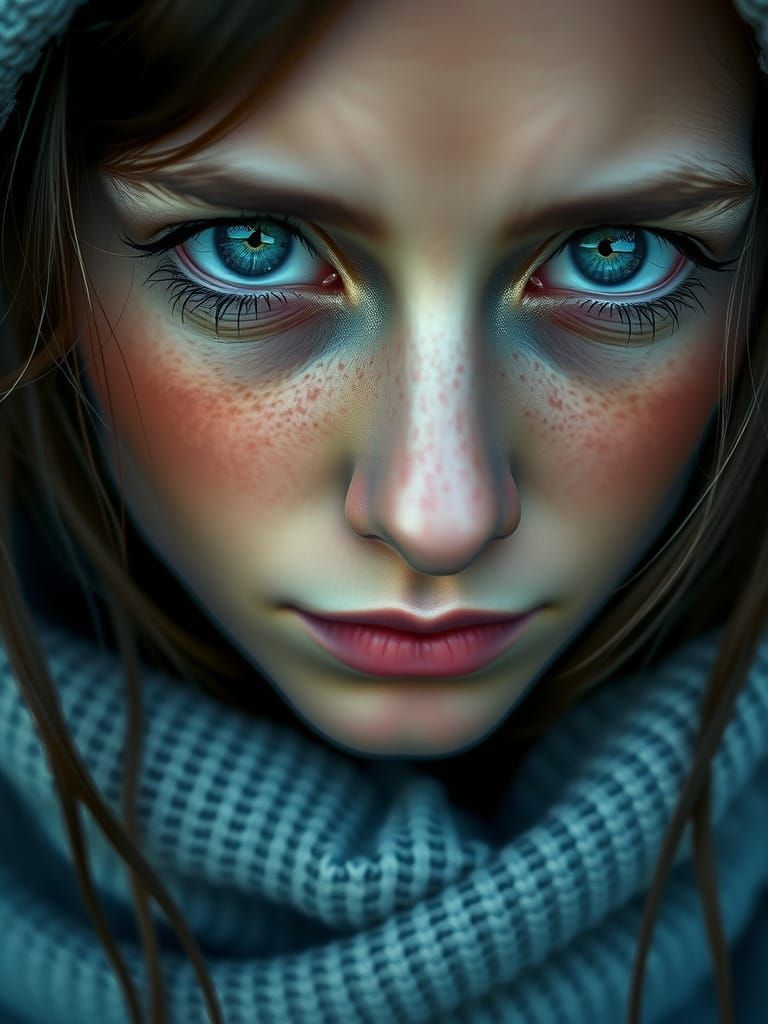 Expressive Blue Eyes Conveying Sadness