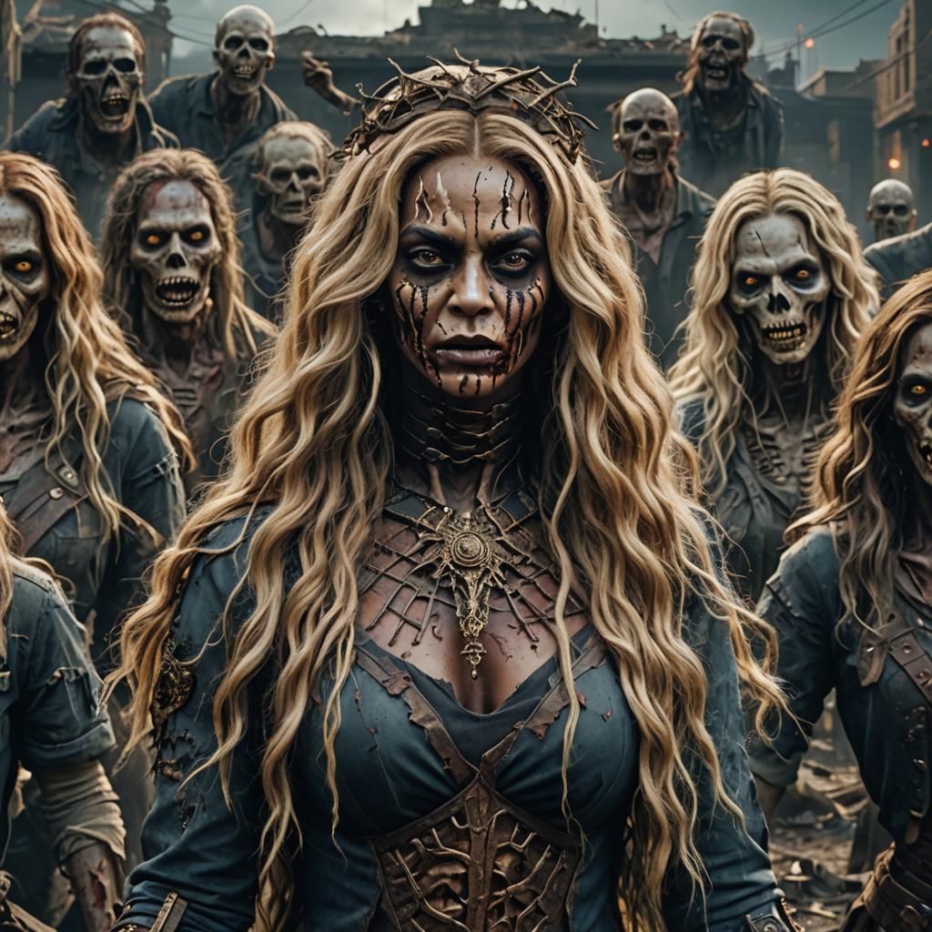 Beyonce-Style Zombie Queen in Detailed Matte Painting