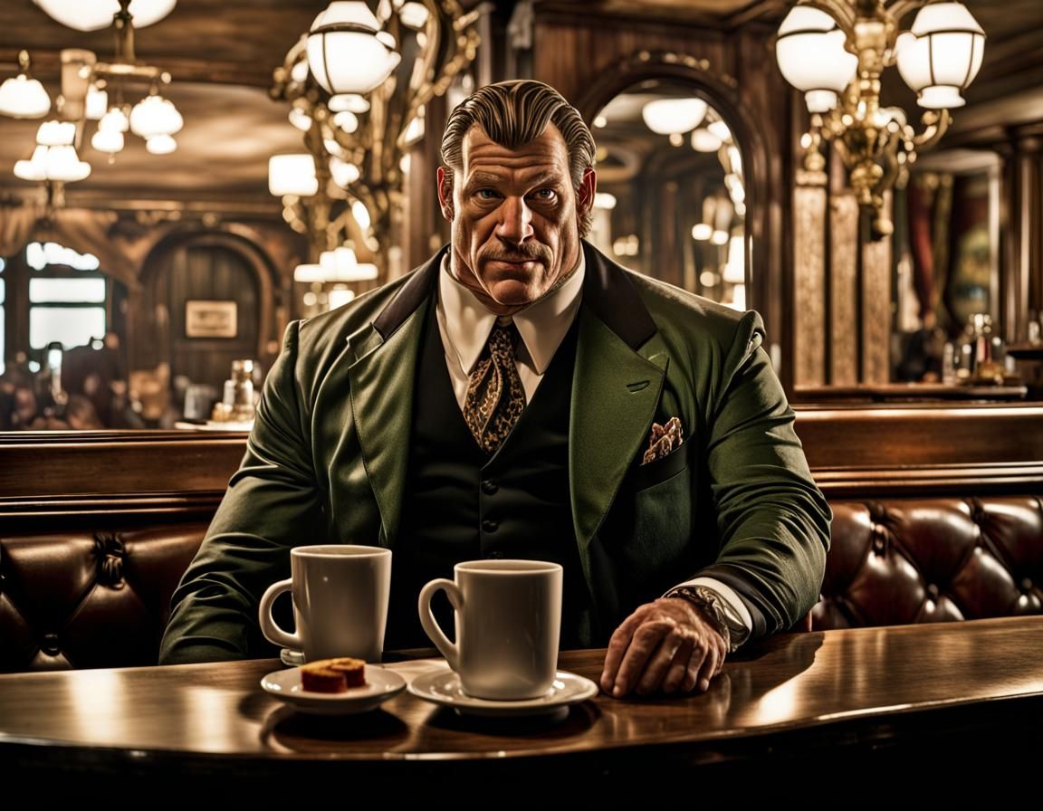 Handsome Mafia Boss Giant in a Nightclub, 3D Art