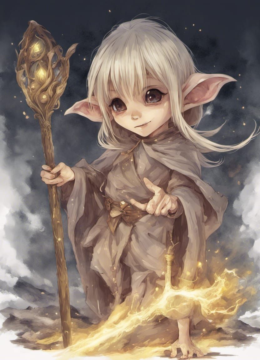 Gelfling with Magical Staff in Anime Style