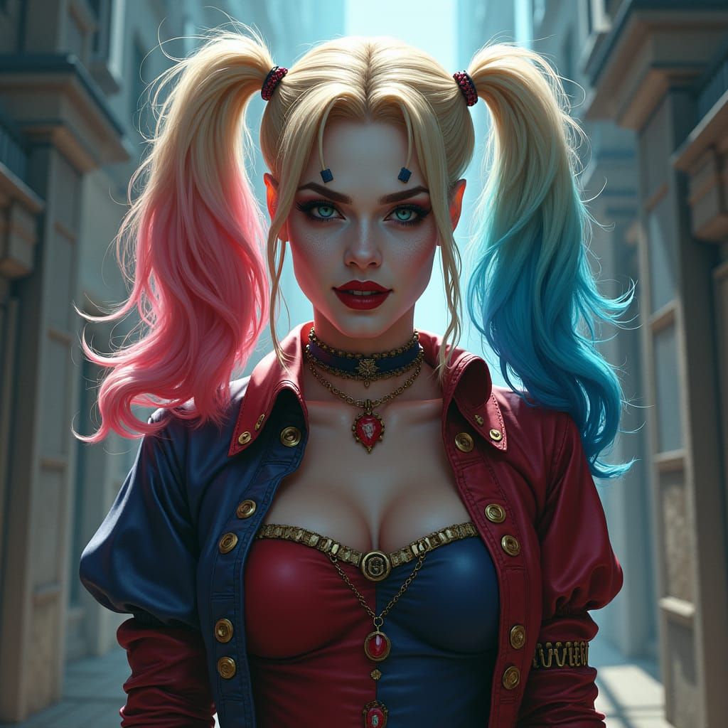 Harley Quinn Comic Book Art in Digital Matte Painting