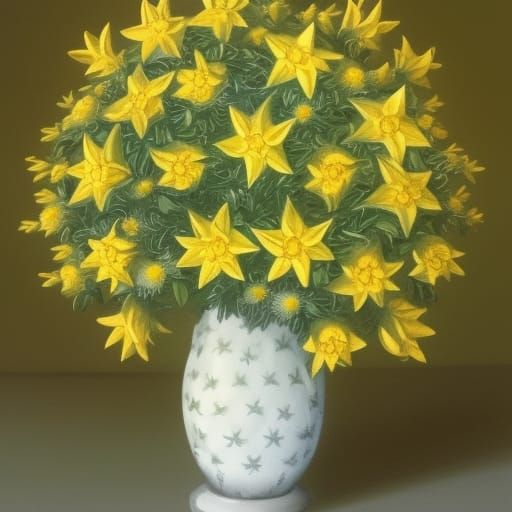 Hyperrealistic Bouquet of Yellow Star Flowers