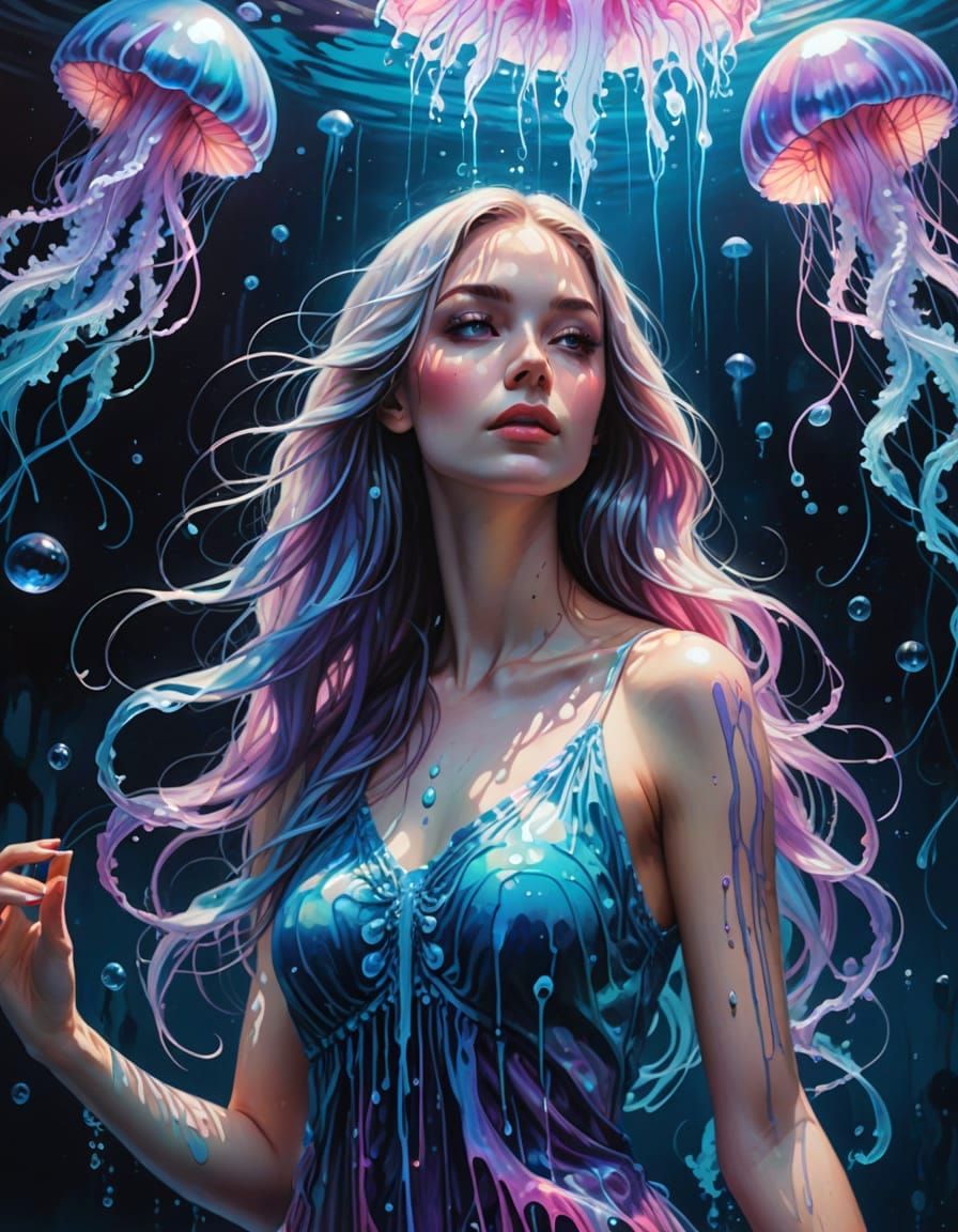Surreal Mermaid Unveiled in Vibrant Graffiti Dreamscape