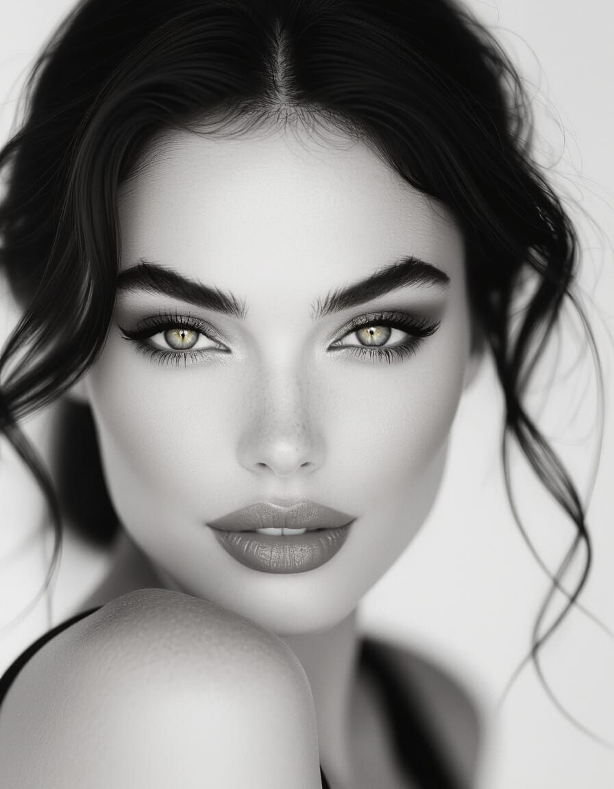 Mysterious Woman's Portrait with Dramatic Shadows