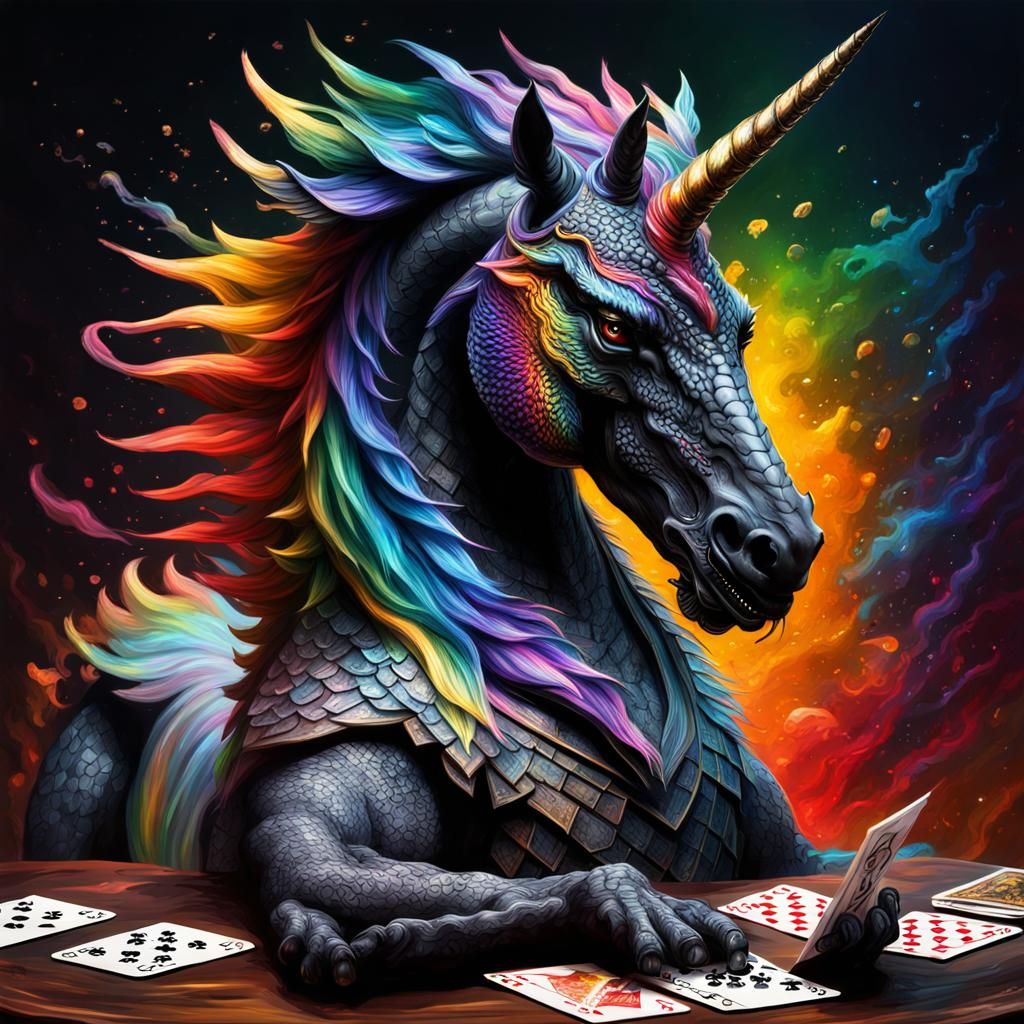 Black Unicorn and Rainbow Dragon Card Game