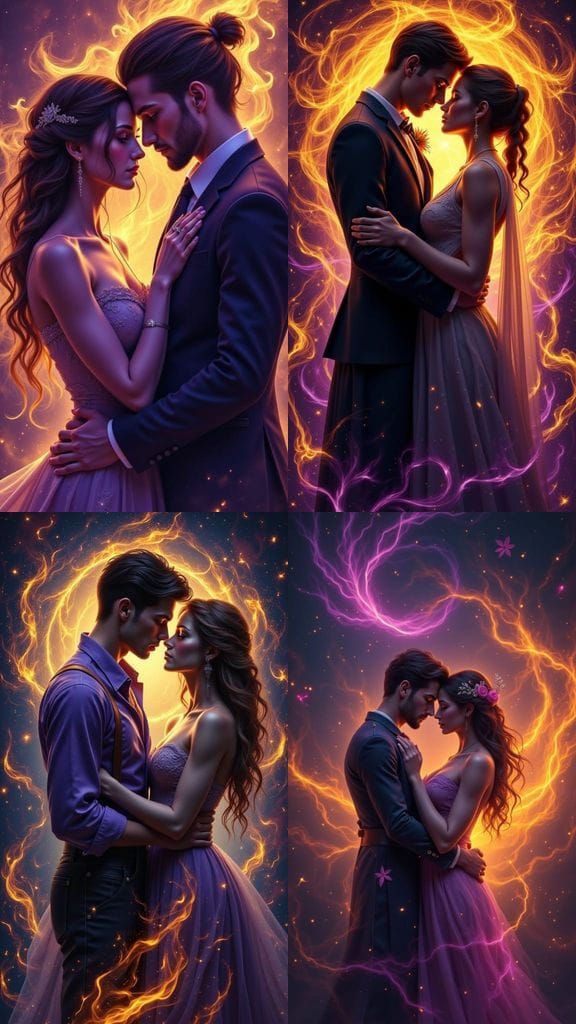 Romantic Couple Ablaze in Dark Fantasy Art