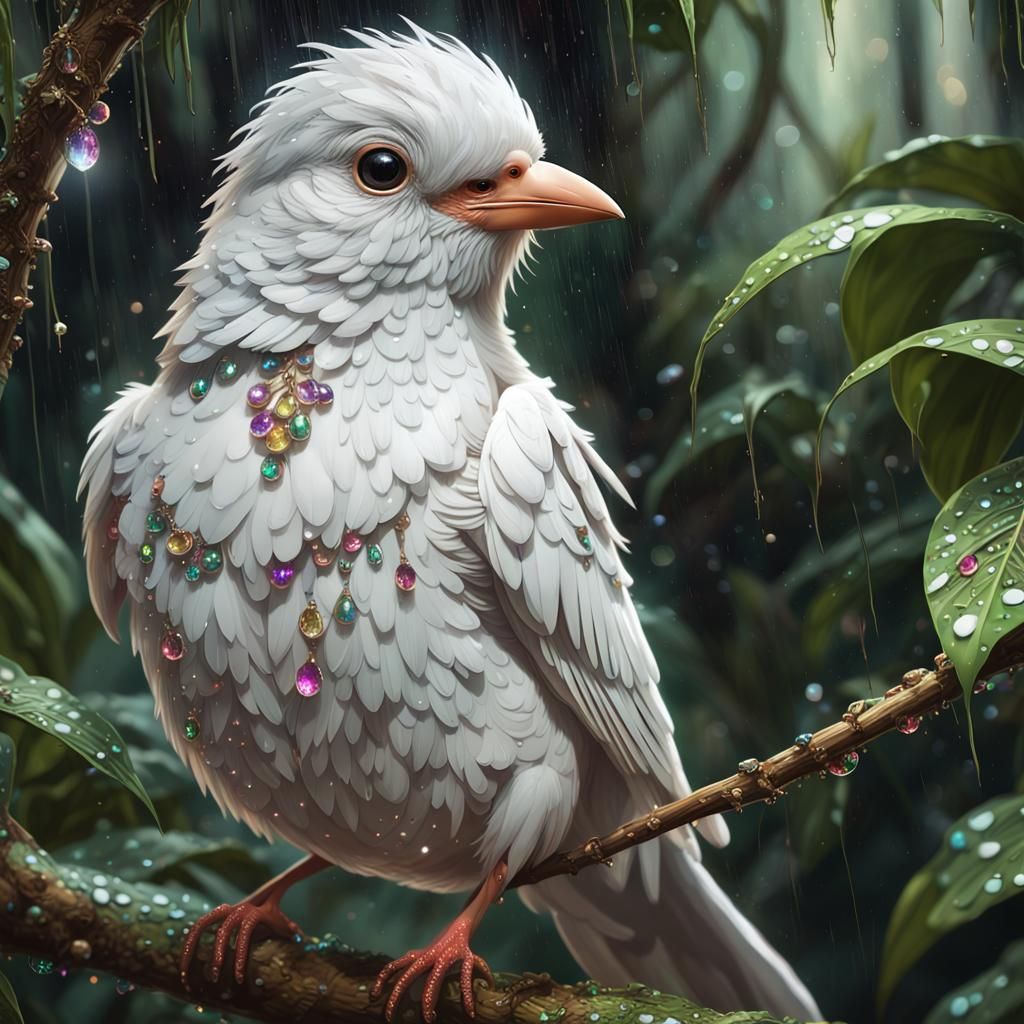 Glittering Bird Portrait in Tropical Rainforest