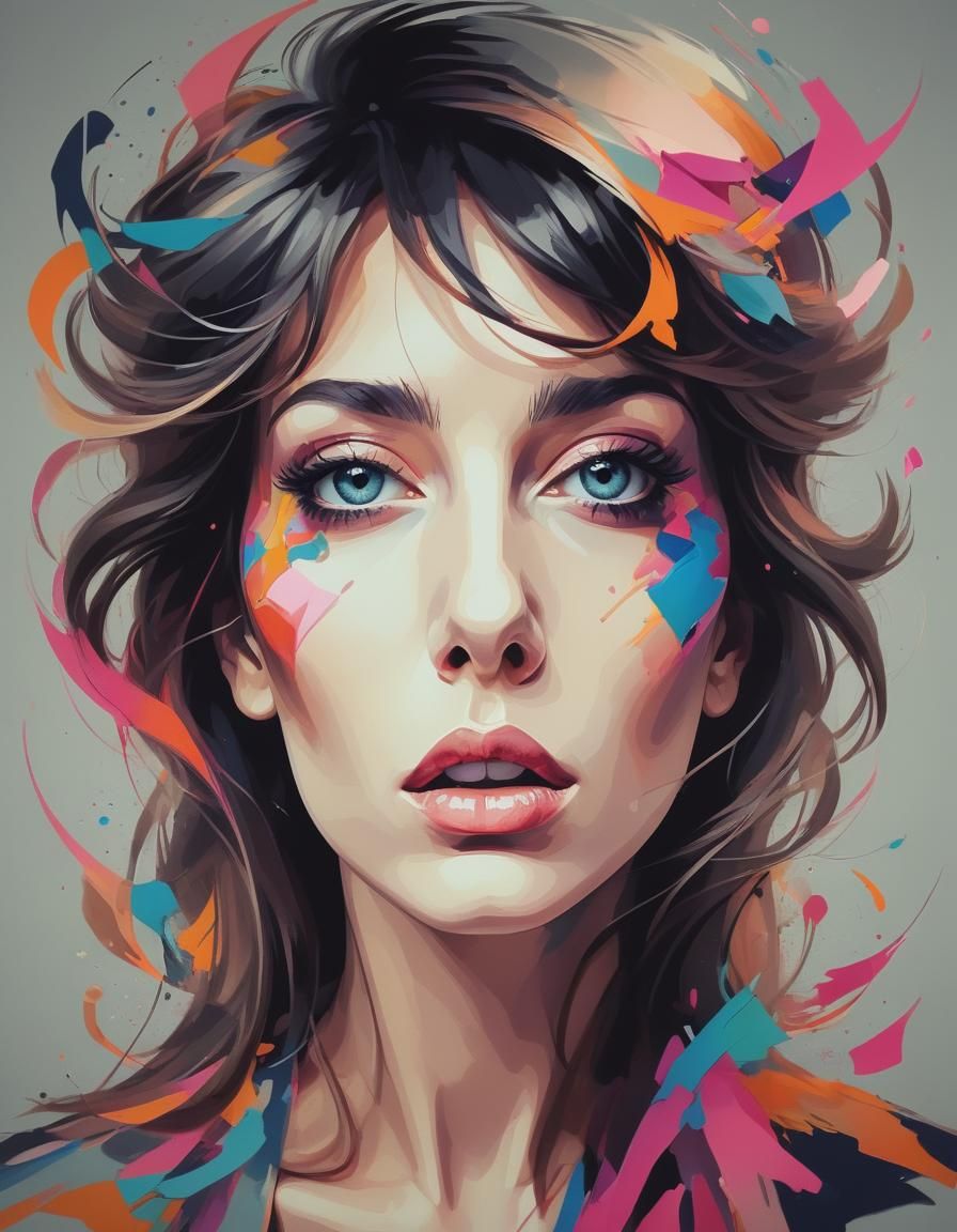 Abstract Portrait in Graphic Style