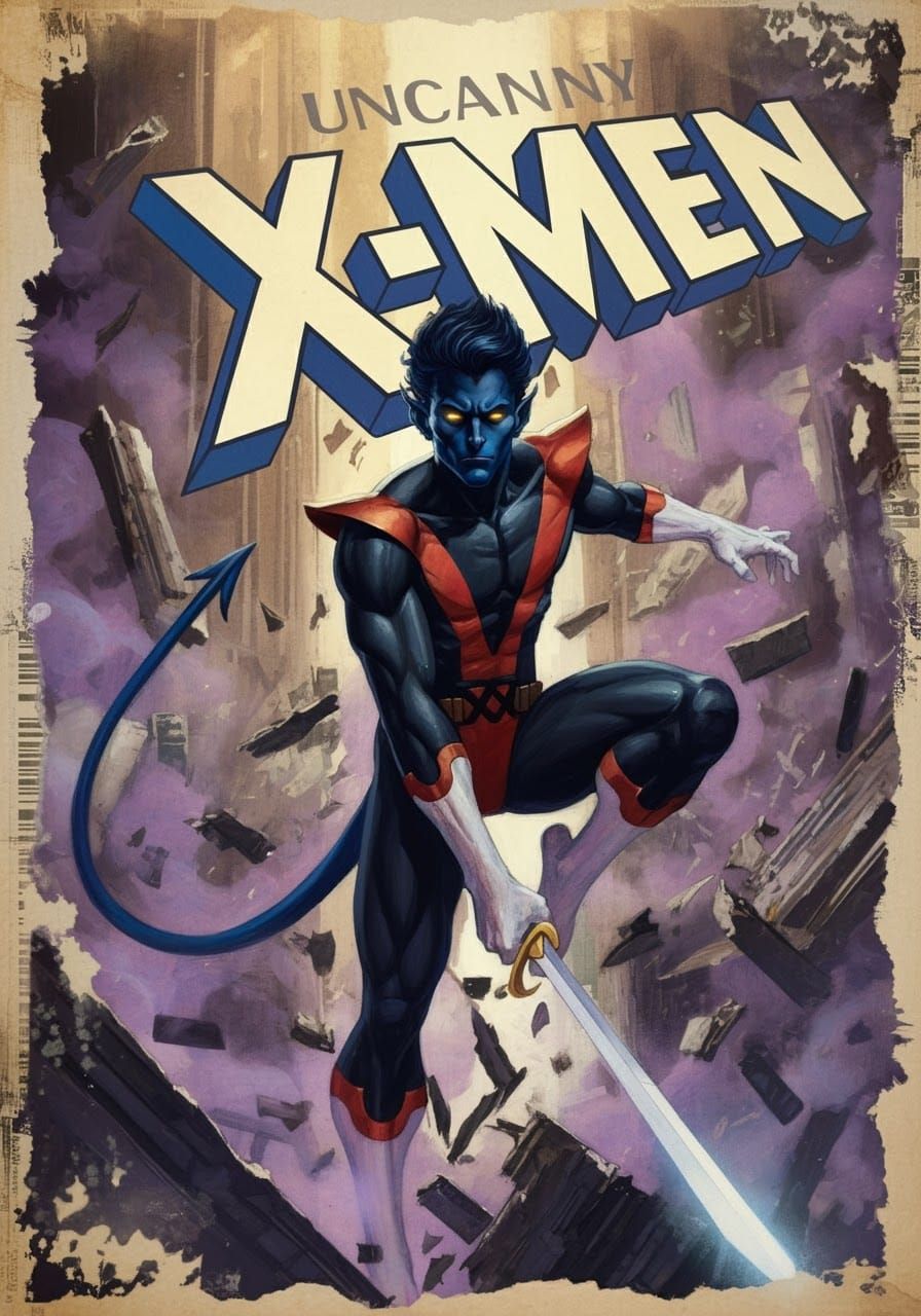 Nightcrawler Teleportation: Comic Book Cover Art