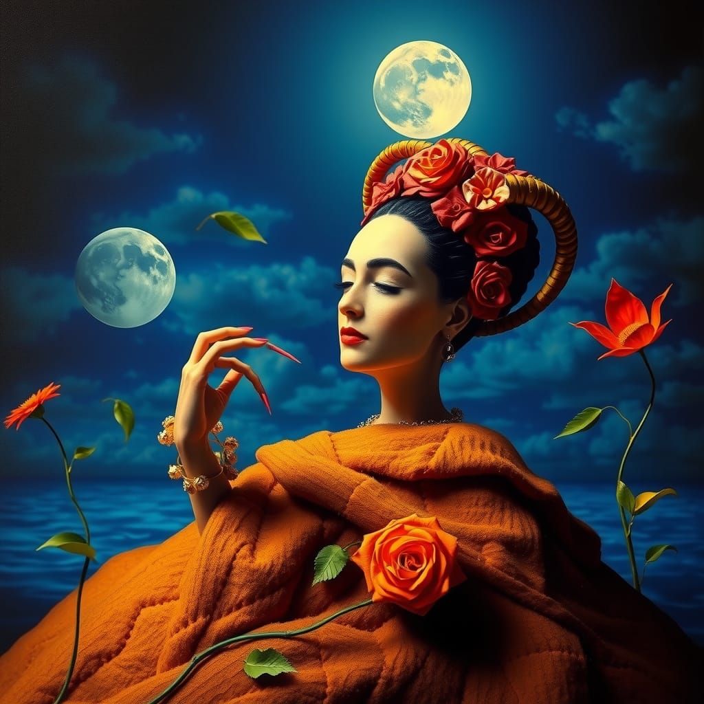 Surreal Blood Drop Reflecting a Sleeping Face