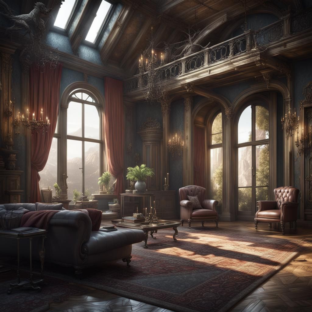 Abandoned House with Luxurious Interior: Detailed Matte Pain...