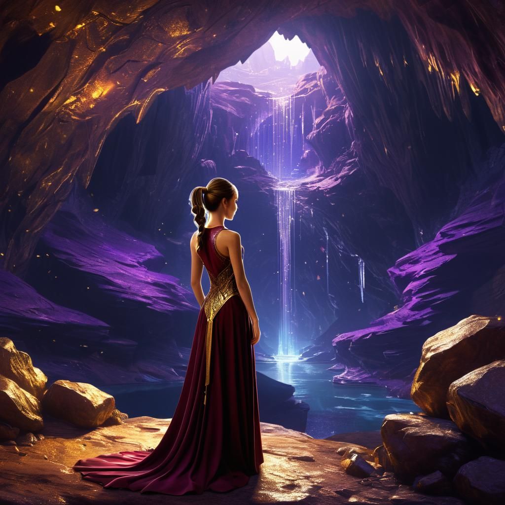 Radiant Being in Crystal Cave: Fantasy Art