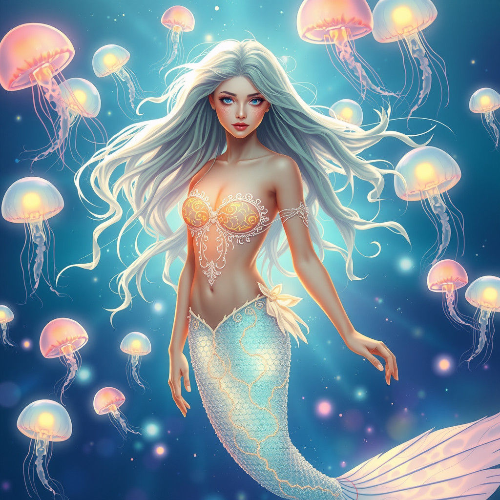 Surreal Mermaid Goddess in Vibrant Oceanic Dreamscape