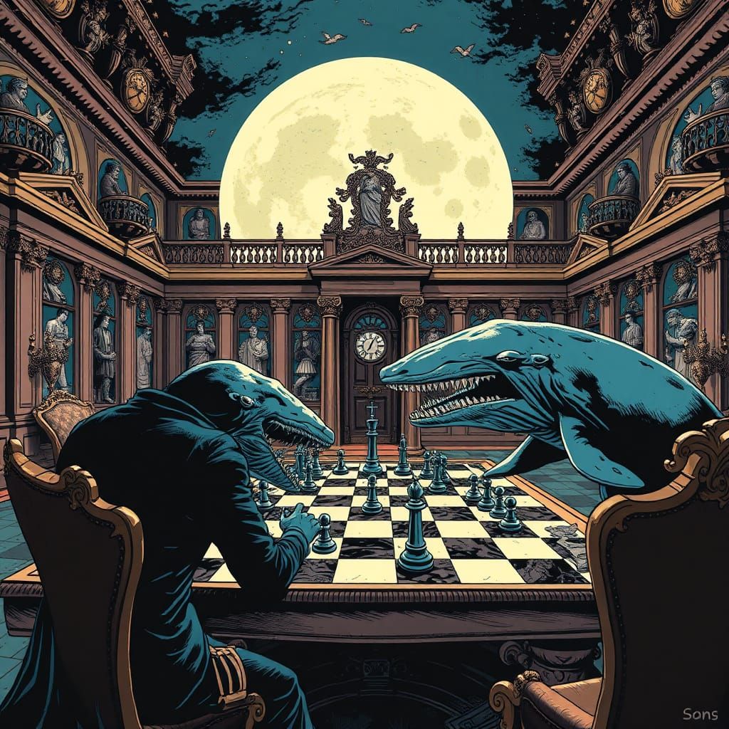 Telepathic Moon Whales Play Chess: Horror Manga