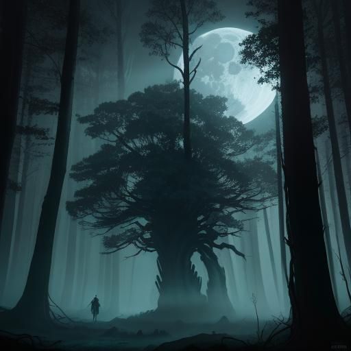 Figure in Woods: Epic Cinematic Digital Matte Painting