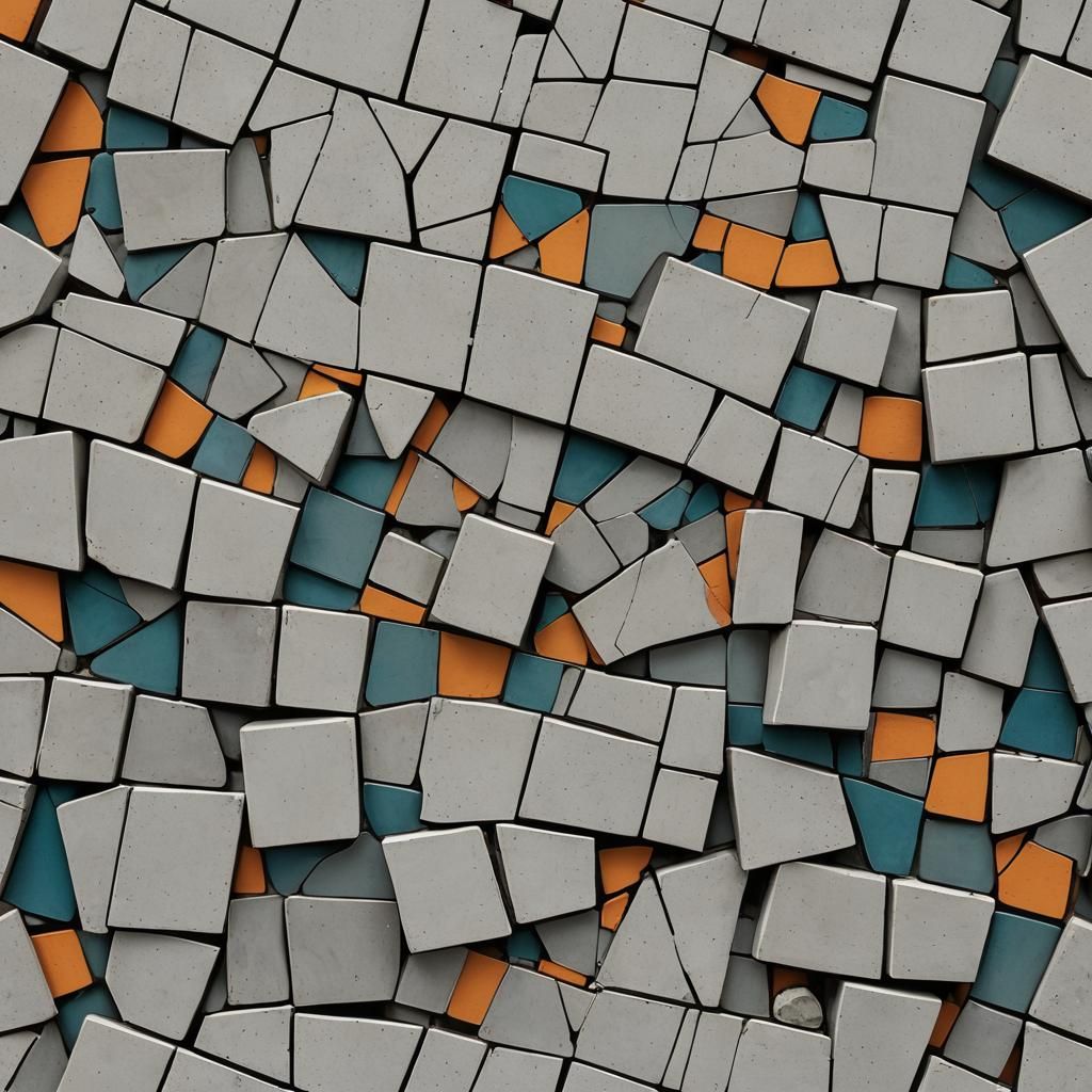 Geometric Concrete Mosaic in Cubist Style