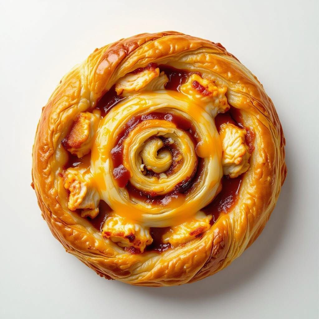 Close-up of BBQ Chicken and Cheese Scroll