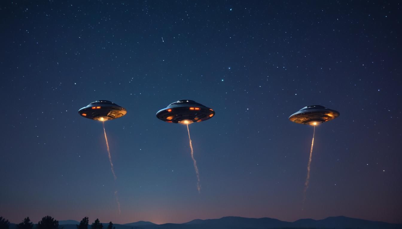 UFOs in Starry Sky: Cinematic Film Still