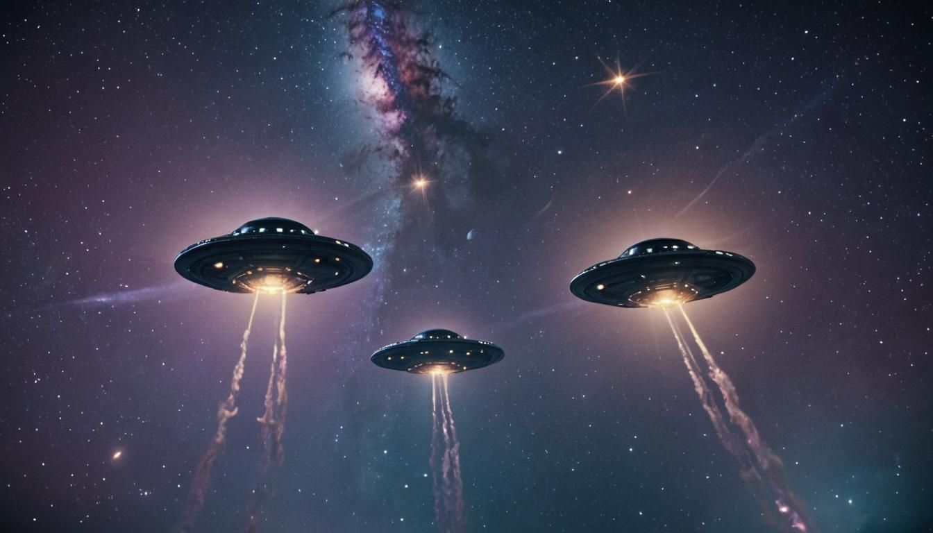 Cinematic UFO Formation in Deep Space