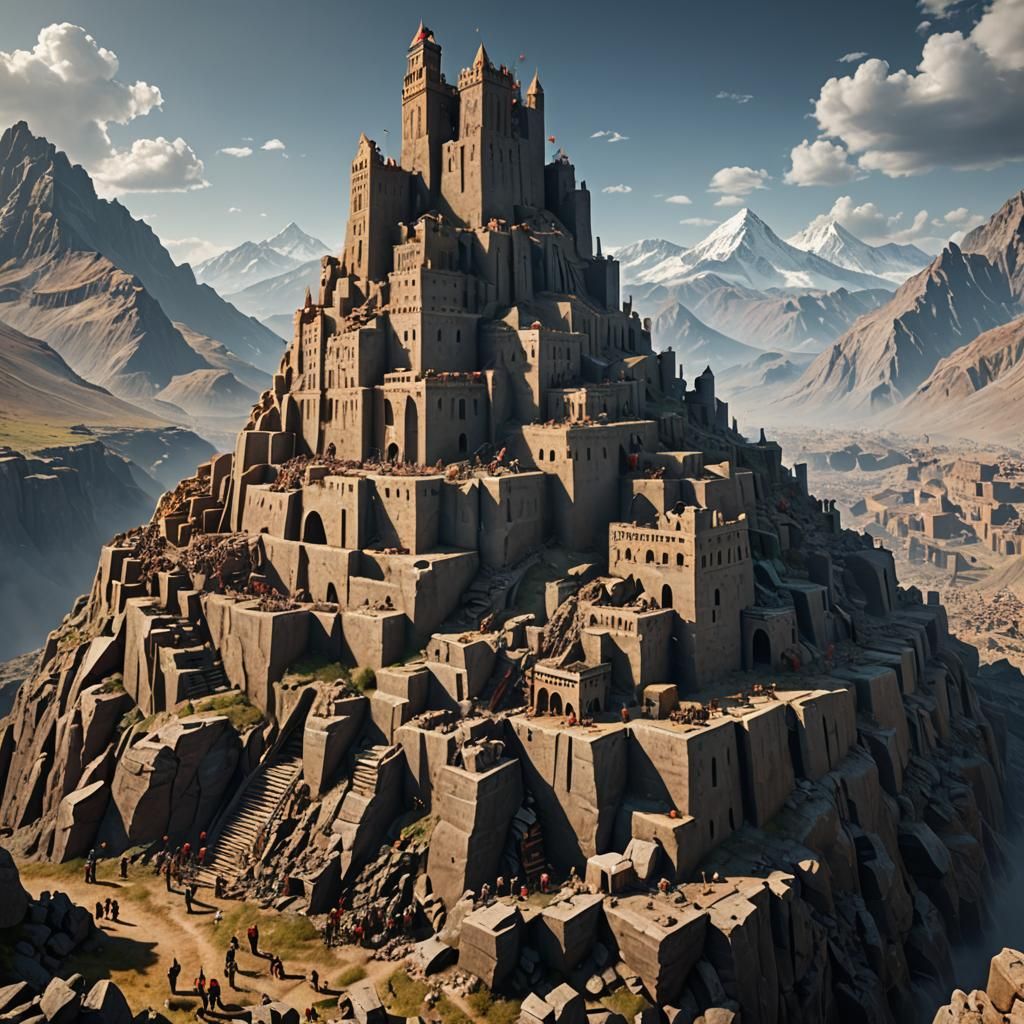 Unfinished Tower of Babel in 3D Game Style