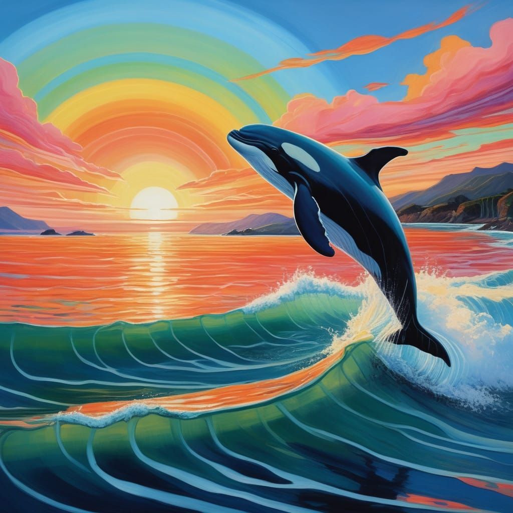 Ethereal Sunrise Over the Pacific in Vibrant Hues and Expres...