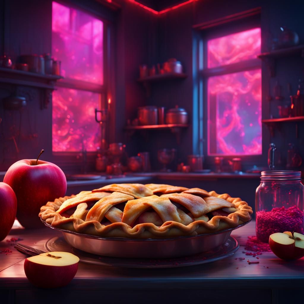 Neon Apple Pie: Detailed Matte Painting