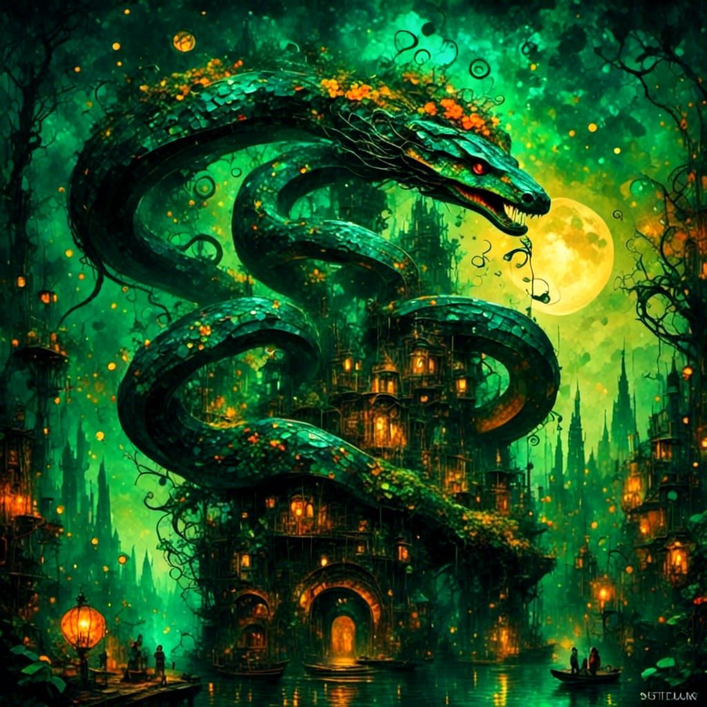 Giant Snake with Rough Diamond Texture