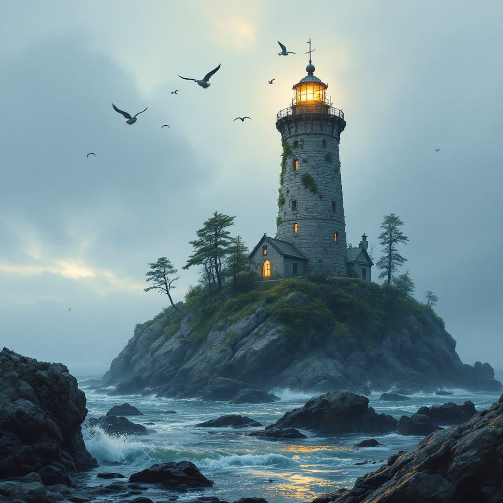 Bengtskär Lighthouse: Fantasy Art on Finland Bay