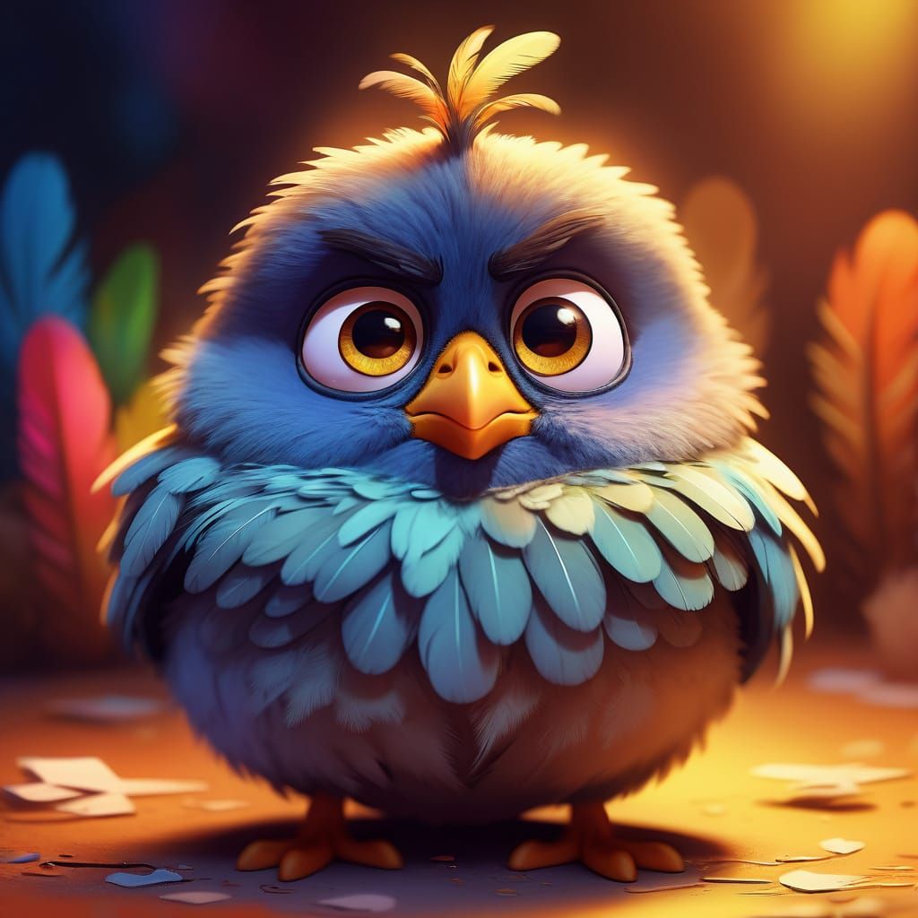 Grumpy Chick Cartoon Concept Art