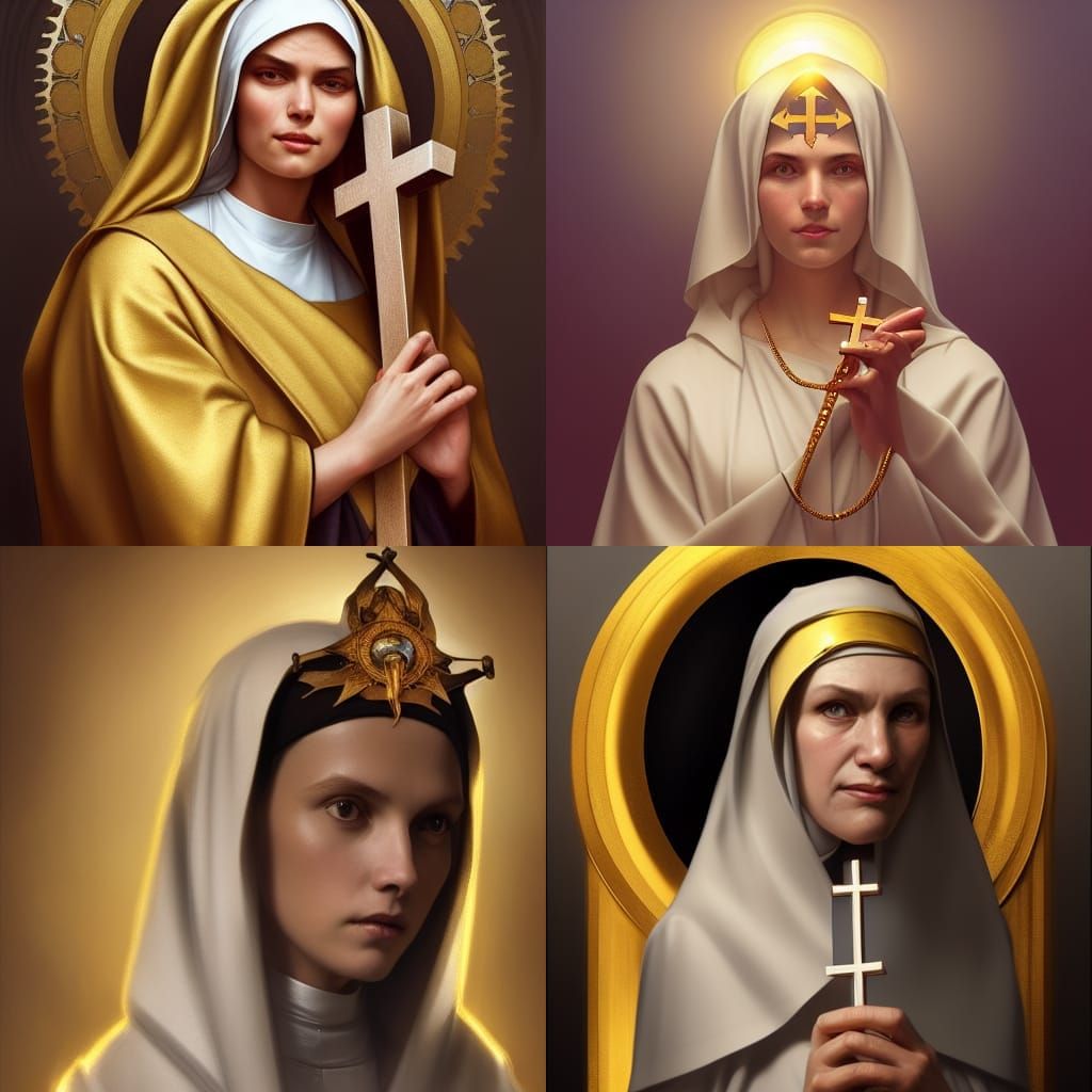 Majestic Nun Portrait in Hyperdetailed Digital Art