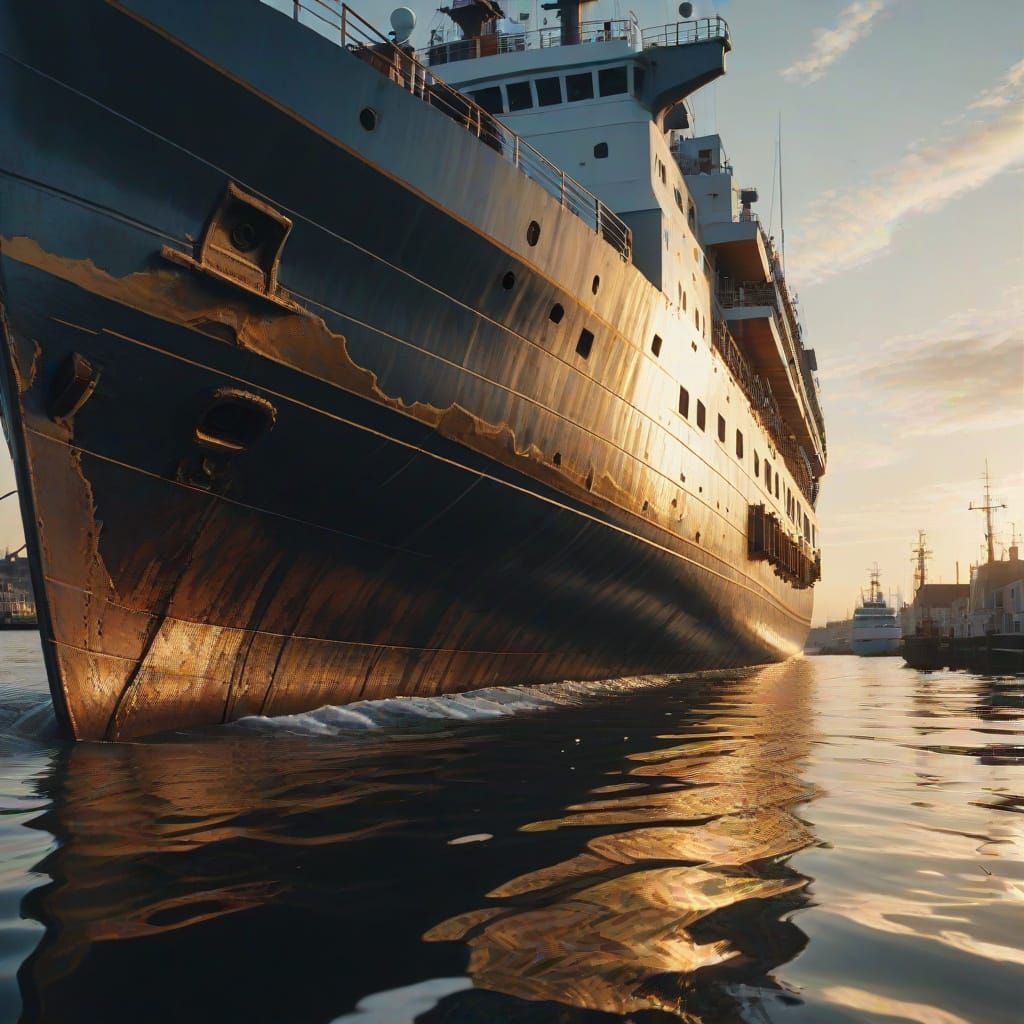 Ship Hull in Golden Hour Light