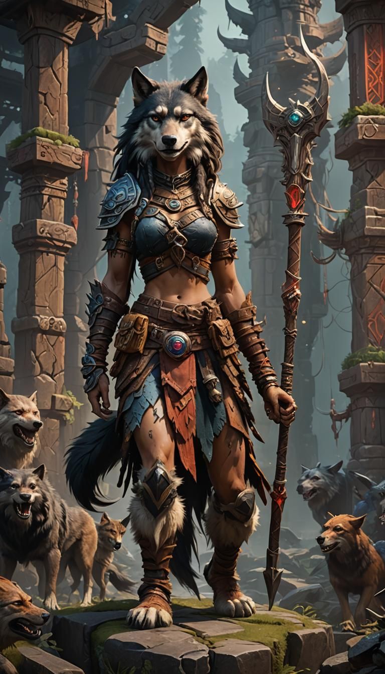 Barbarian and Wolf Companion: Fantasy Art