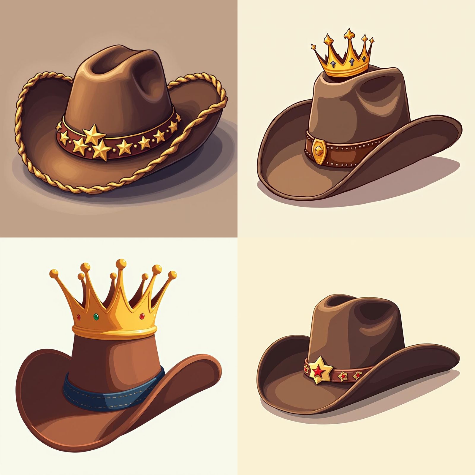 Cute Royal Cowboy Hat Logo in Anime Style