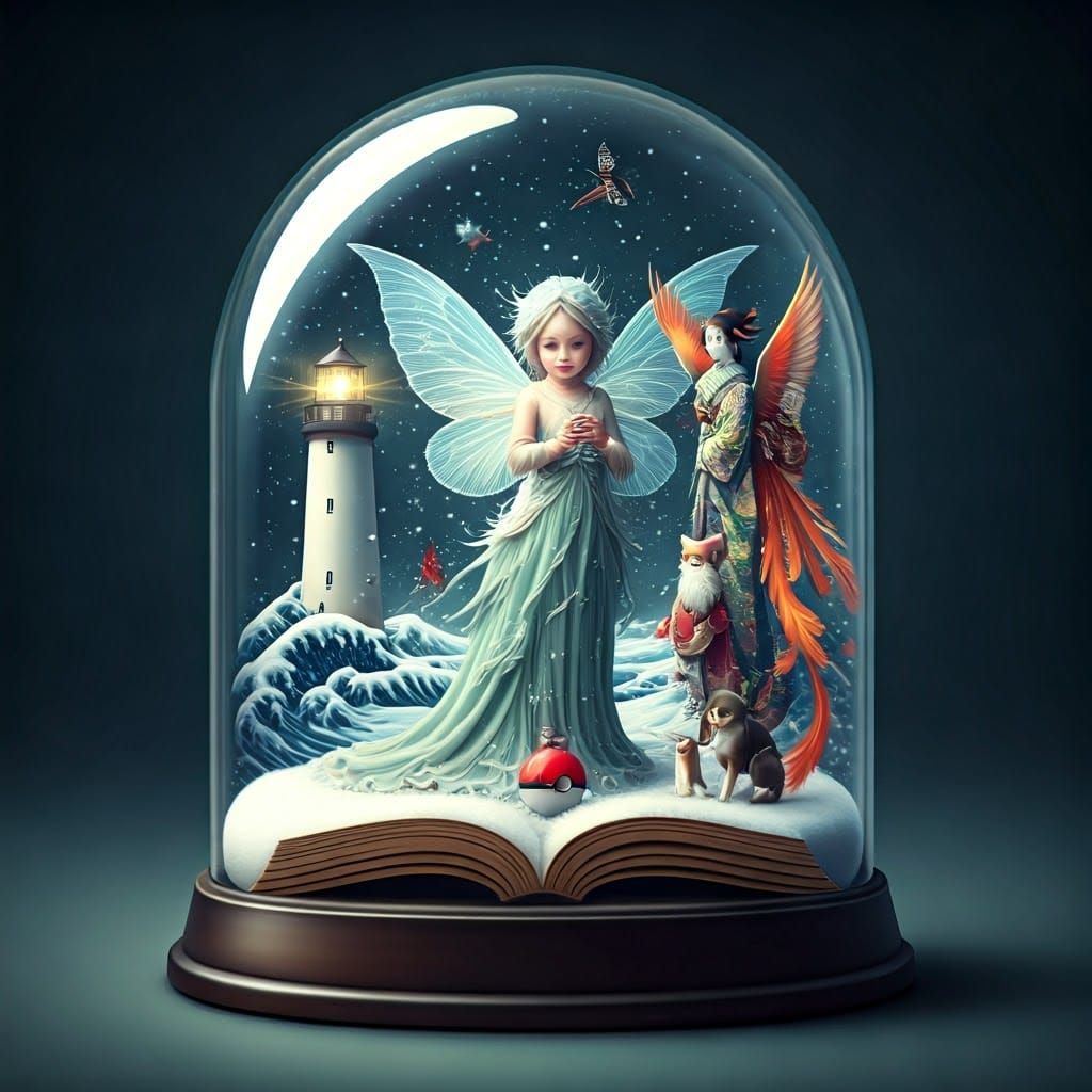 Whimsical Fairy in a Magical Snowglobe Scene, Inspired by Im...