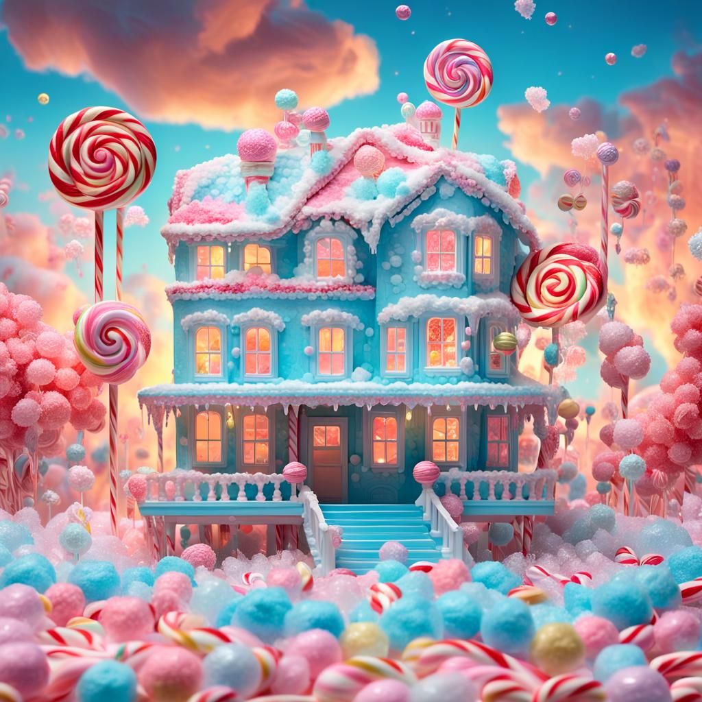 Candy Art House of Banknotes in Pop Surrealist Style