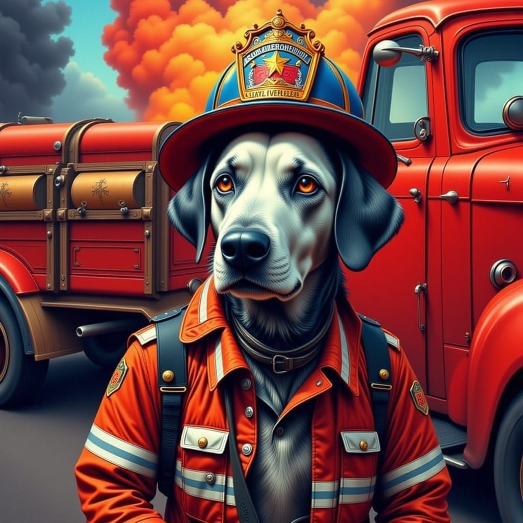 Dalmatian Firefighter by Vintage Fire Truck