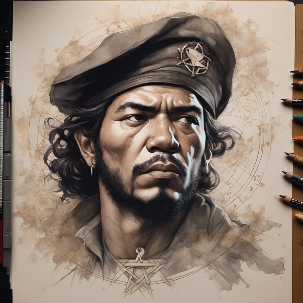 Che Guevara Portrait in Sketch Art Style