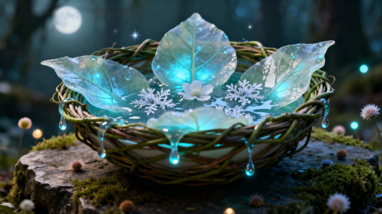 Enchanted Nymph's Tear Salad with Luminous Moonvine Dressing